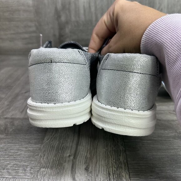 Hey Dude Wendy Metallic Sparkle Women's size 6 Grey Slip On Shoes - Picture 6 of 8